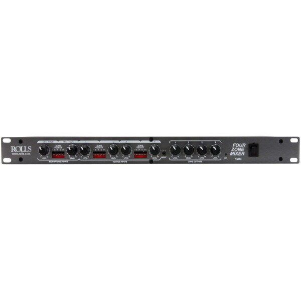 Main product image for Rolls RM64 Rack Mount 4 Zone Line Mixer w/Paging 1U 245-1152